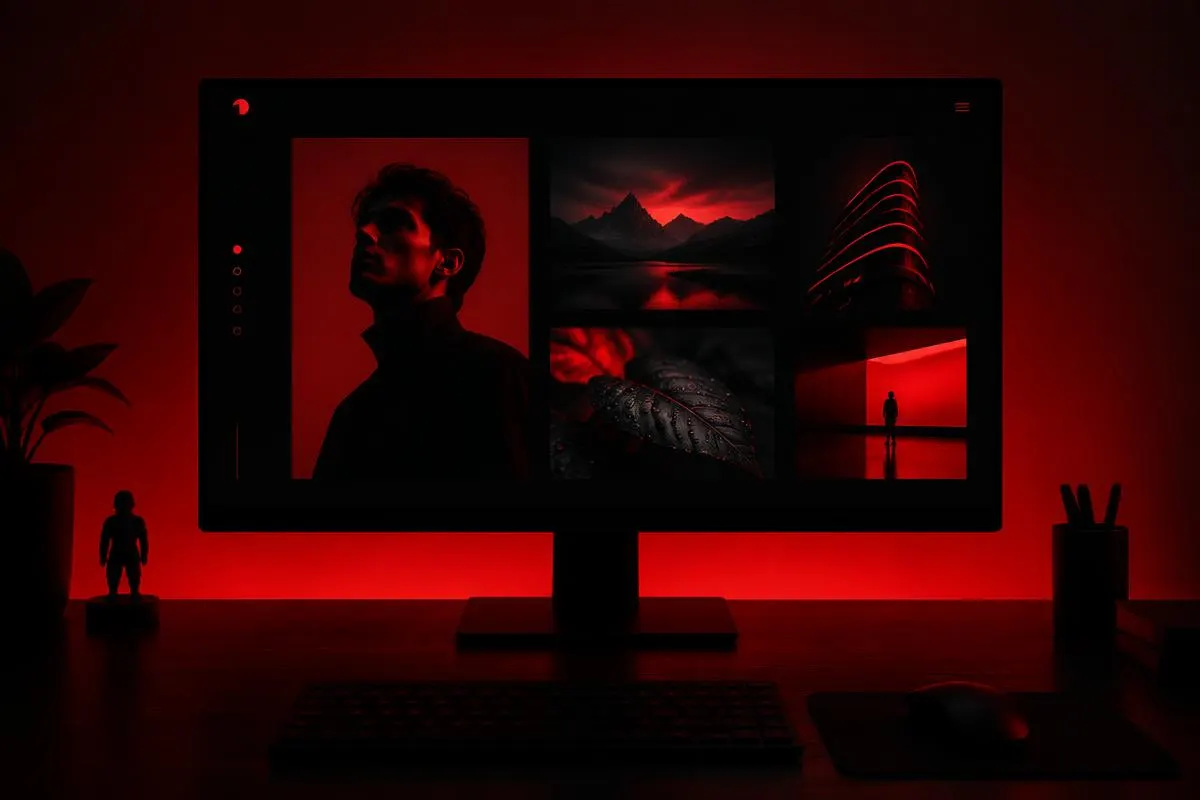 Concept of a bold portfolio website displayed on a desktop monitor